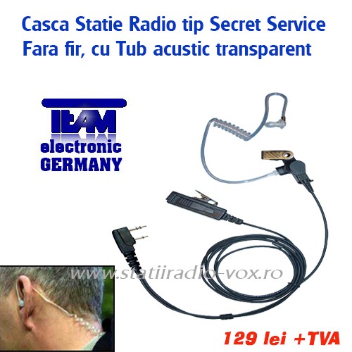 Statii Radio Profesionale Casca cu microfon pentru Statie Radio tip Secret Service.