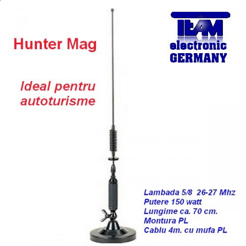 Antene Statii Radio CB Antena cu talpa magnetica Hunter Mag
