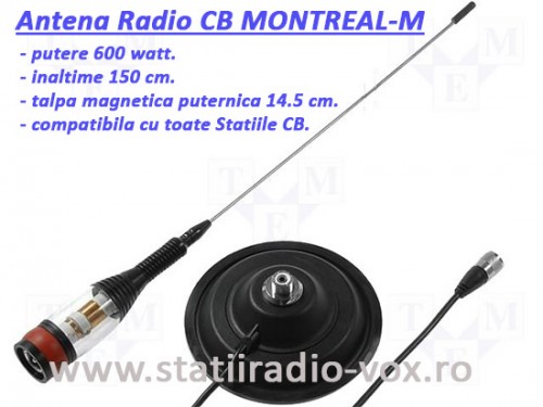 Antene Statii Radio CB Antena auto CB FARUN MONTREAL-M cu montura talpa magnetica inclusa pentru toate Statiile Radio