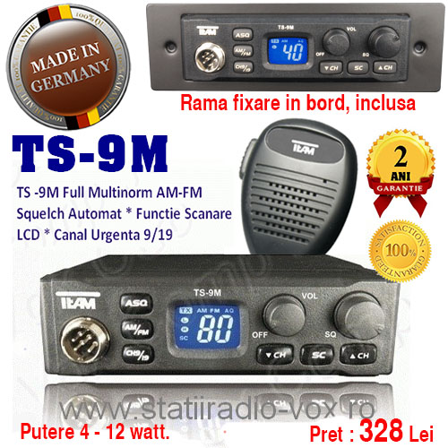 Statii Radio Tir Camion Statie Statii Radio auto CB pentru informatii Radare Politie Trafic TEAM TS-9M Germany 12 watt