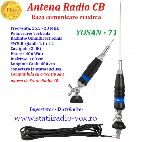 Antene Statii Radio CB Antena Radio auto pentru montaj fix YOSAN
