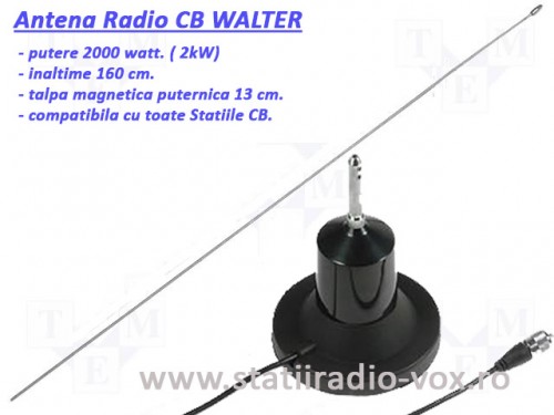 Antena Radio Auto CB putere mare 2000 watt cu baza magnetica puternica