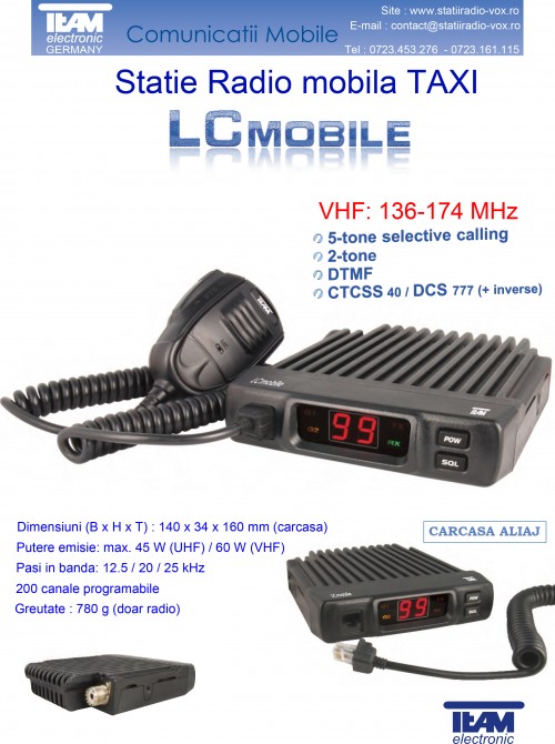 Statie radio mobila VHF model TEAM LC Mobile